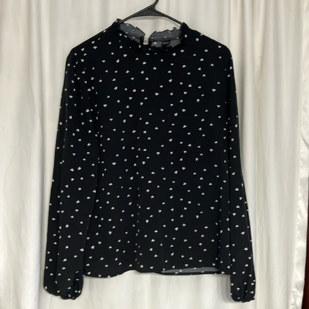 Shein Black Top with White hearts